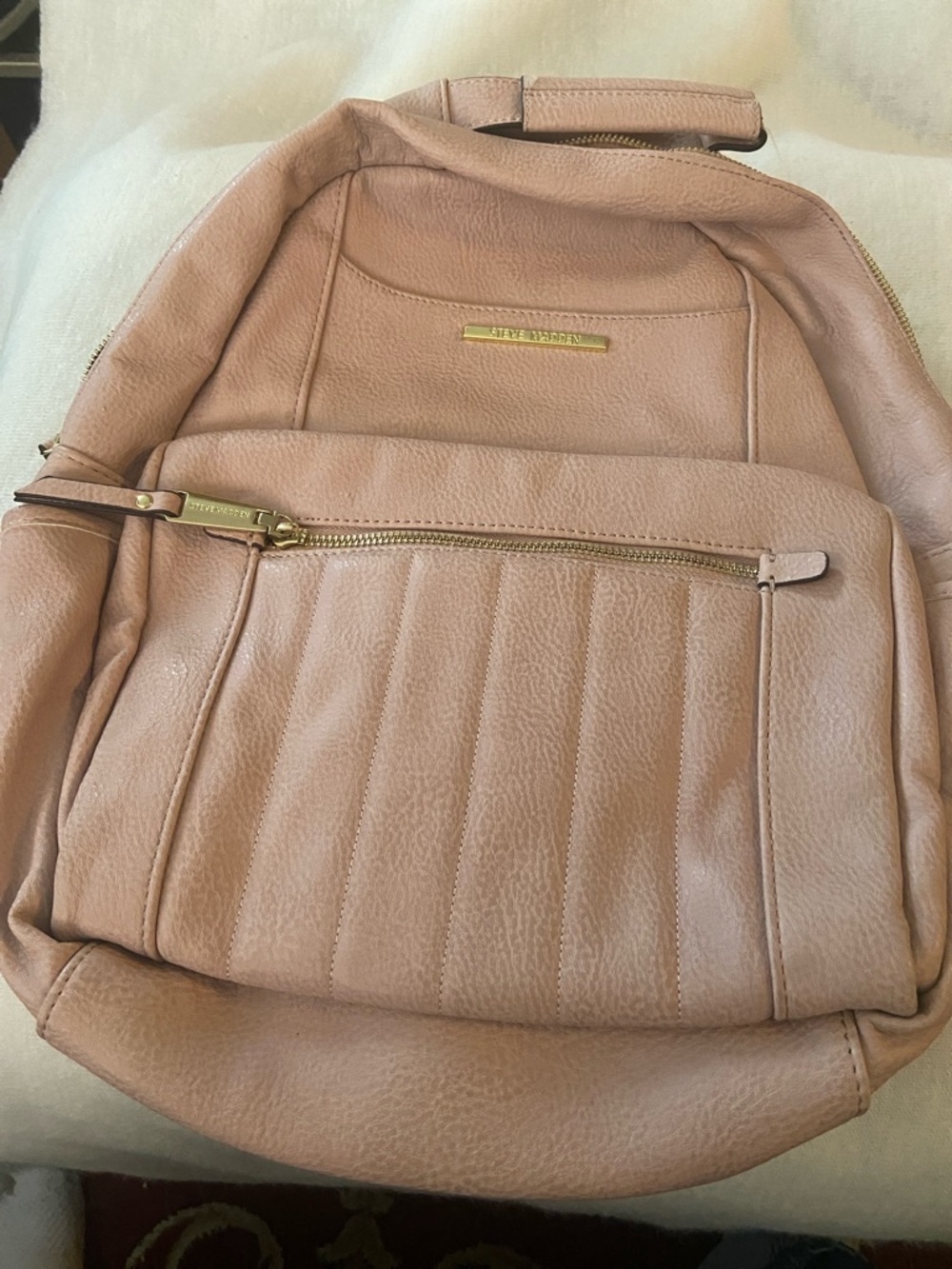 Steve Madden Dusty Rose Quilted Pebbled Leather Backpack